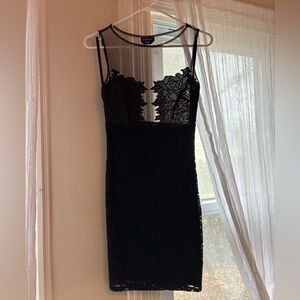 Bebe Sheer Black Floral Dress